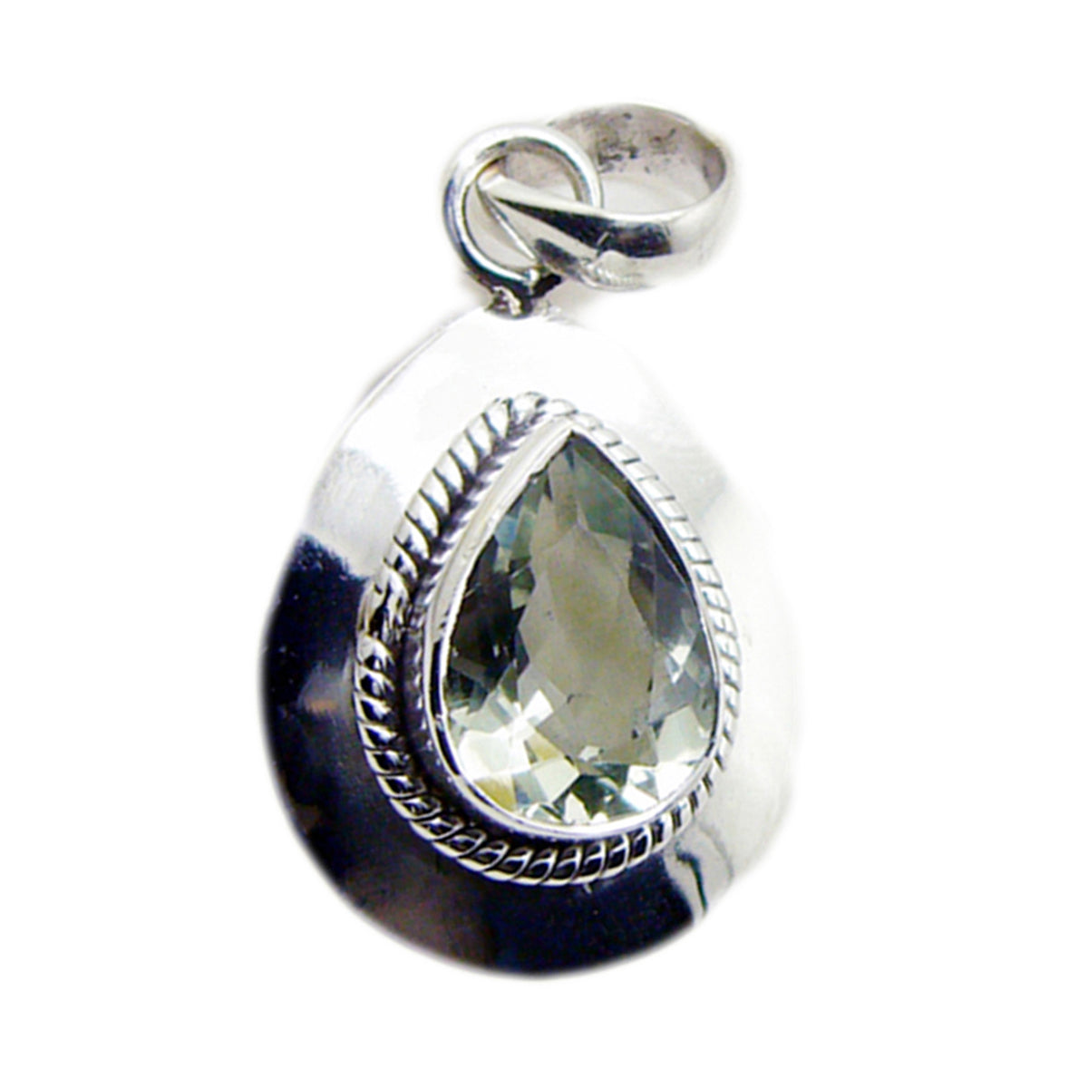 Green Amethyst Statement American 92.5 Silver Solitaire Light Green Pendant