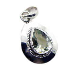 グリーンアメジストステートメントアメリカンシルバー92.5ソリティアミアロープワイヤーグリーンペンダントジュエリー