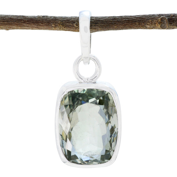Grüner Amethyst Minimal Türkisch 92,5 Silber Solitär Hellgrün Anhänger