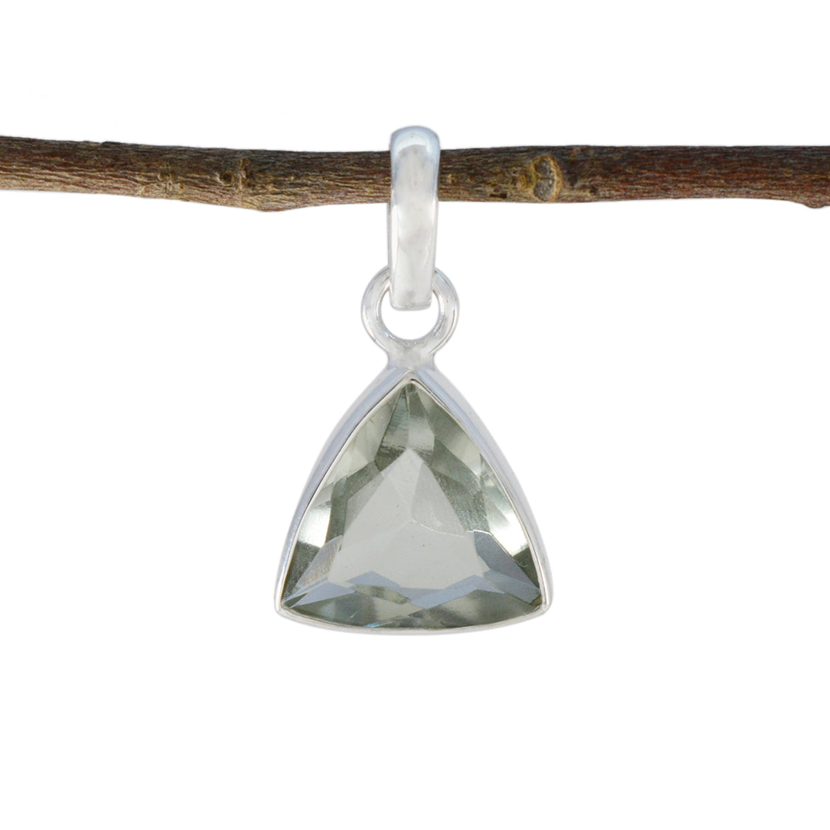 Green Amethyst Dainty Russian 925 Silver Solitaire Light Green Pendant