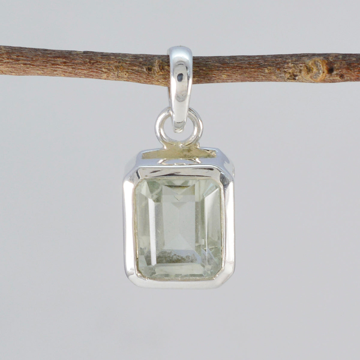 Groene amethist, sierlijke Duitse sterling zilveren solitaire, Laura Trendy groene hanger sieraden Secundaire afbeelding