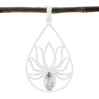 Green Amethyst Dainty Spanish Sterling Silver Solitaire Light Green Pendant