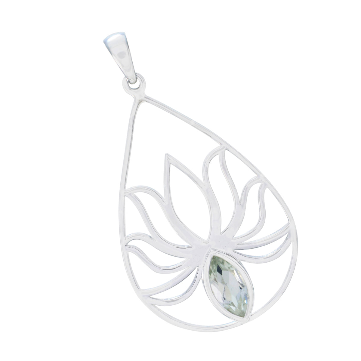 Groene amethist, sierlijke Spaanse sterling zilveren solitaire Emilia touwdraad groene hanger sieraden Hoofdafbeelding