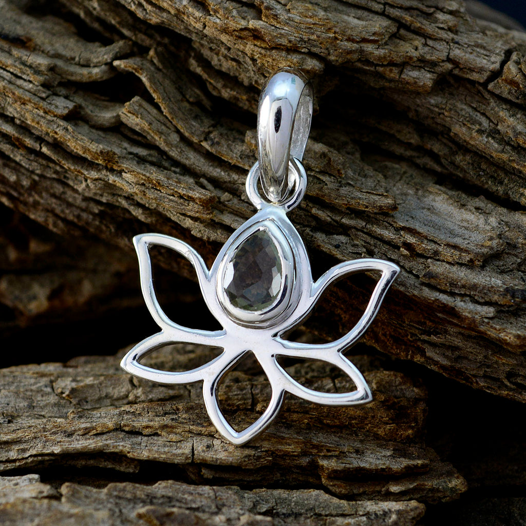 Green Amethyst Elegant Korean 925 Silver Solitaire Hye-jin Rope-Wire Green Pendant Jewelry