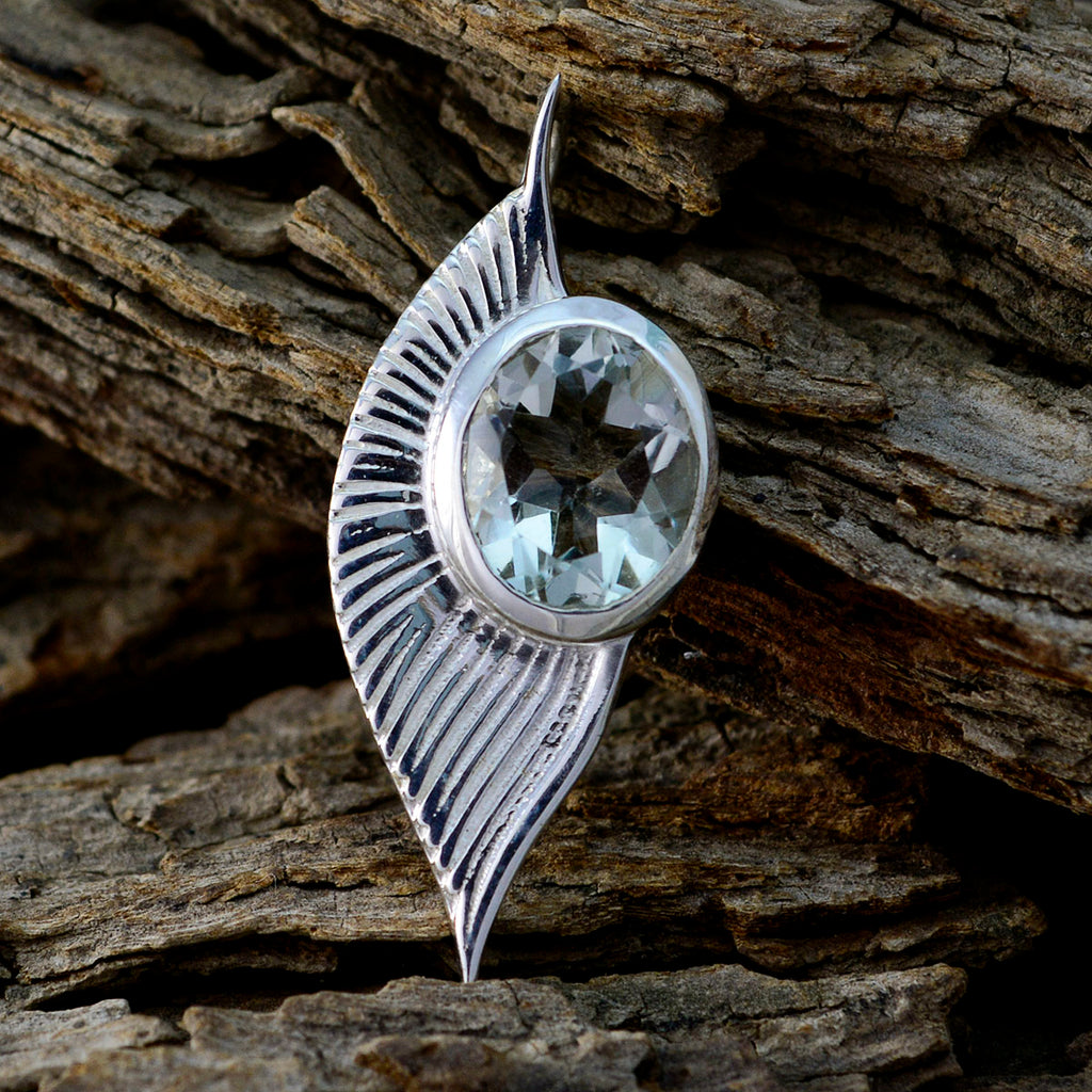 Green Amethyst Dainty Spanish 925 Silver Solitaire Isla Cocktail Green Pendant Jewelry