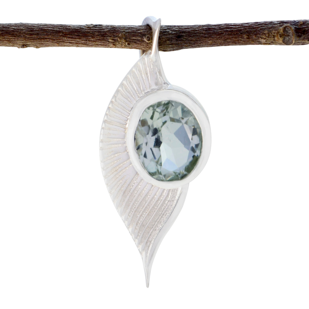 Green Amethyst Dainty Spanish 925 Silver Solitaire Light Green Pendant