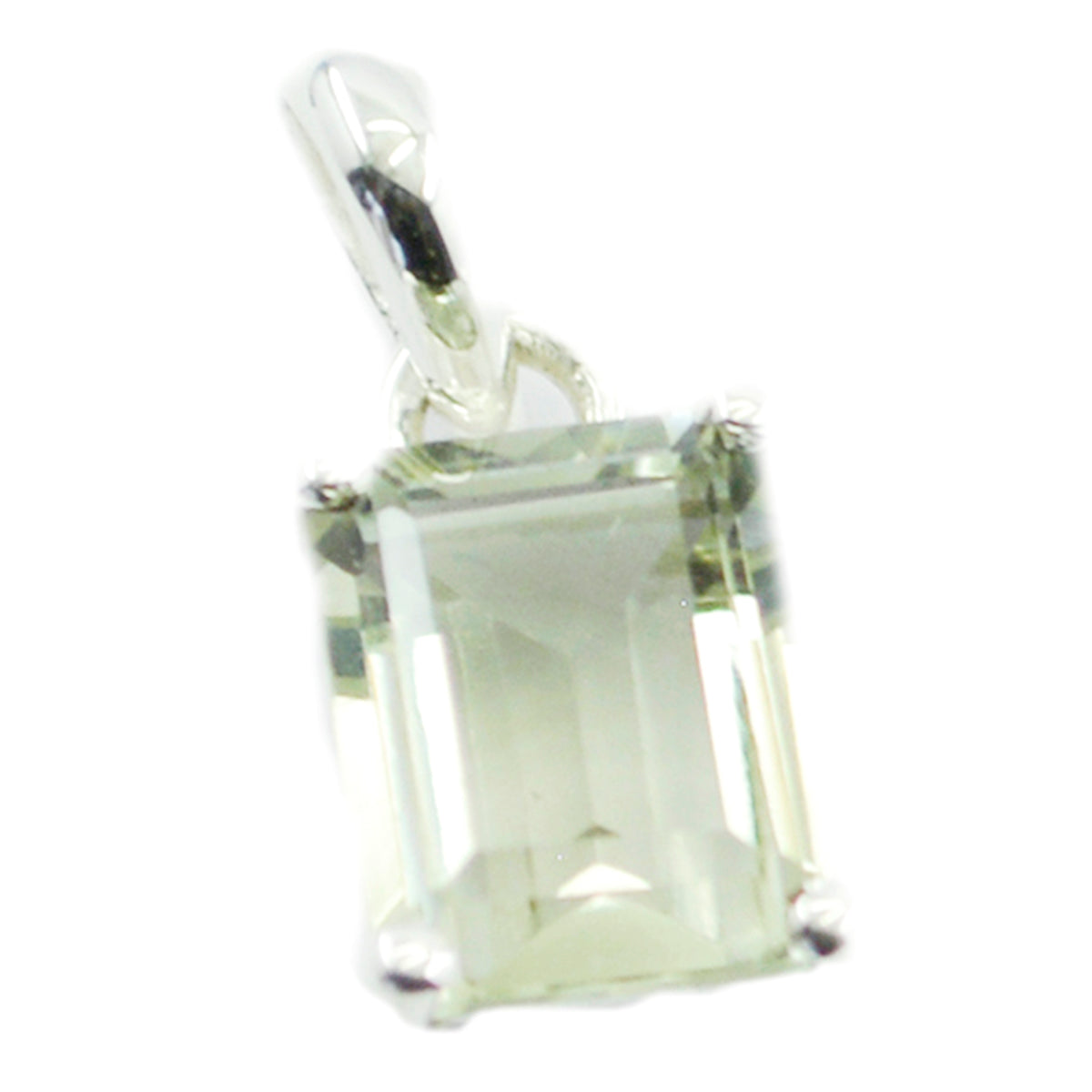 Green Amethyst Elegant Korean Silver Solitaire Light Green Pendant