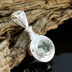 Green Amethyst Featherlight Italian Silver Solitaire Scarlett propsel Green Pendant Jewelry