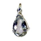 Green Amethyst Eye-catching French 92.5 Silver Solitaire Light Green Pendant
