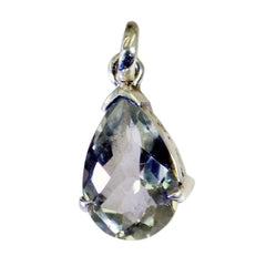 Green Amethyst Eye-catching French 92.5 Silver Solitaire Light Green Pendant