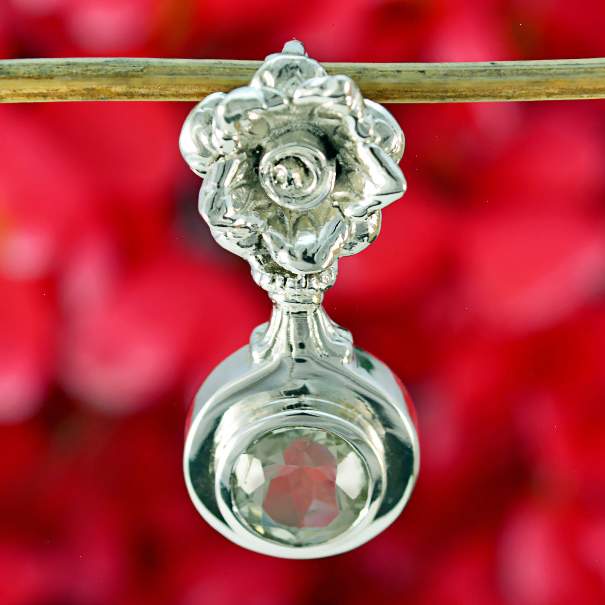 グリーンアメジスト ミニマル フレンチシルバー ソリティア クララ フェミニングリーンペンダントジュエリー サブ画像