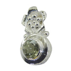 Green Amethyst Featherlight Italian 925 Silver Solitaire Light Green Pendant