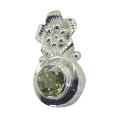 Green Amethyst Featherlight Italian 925 Silver Solitaire Light Green Pendant