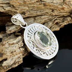 Grüner Amethyst Statement Französisch Silber Solitär Julia Geometrischer grüner Anhänger Schmuck