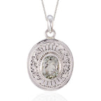 Green Amethyst Statement French Silver Solitaire Julia Geometric Green Pendant Jewelry