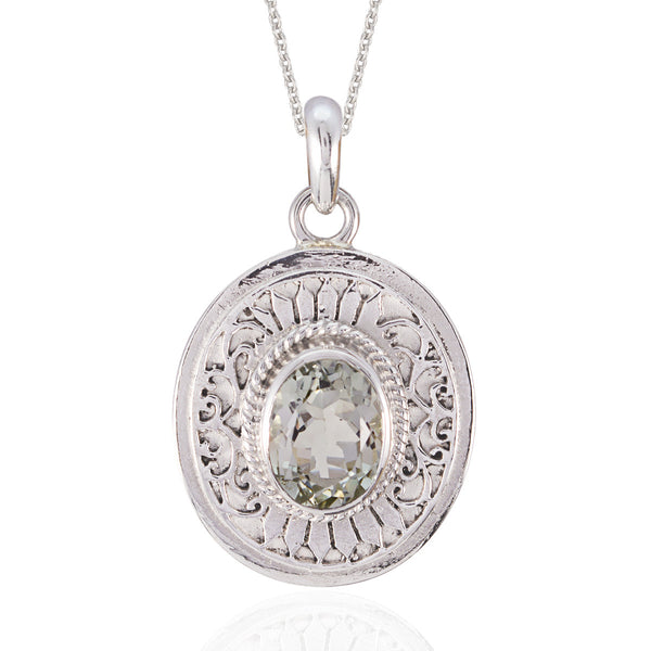Green Amethyst Statement French Silver Solitaire Julia Geometric Green Pendant Jewelry