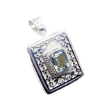 Green Amethyst Edgy Italian 925 Silver Solitaire Katharina antique Green Pendant Jewelry