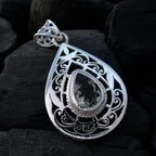 Green Amethyst Statement German Sterling Silver Solitaire Layla Filigree Green Pendant Jewellery