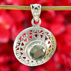 Green Amethyst Statement German Sterling Silver Solitaire Lily antique Green Pendant Jewellery