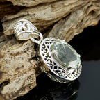 Green Amethyst Statement Italian 92.5 Silver Solitaire Sarah Filigree Green Pendant Jewellery