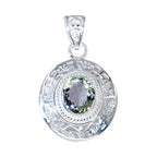 Green Amethyst Featherlight Spanish Silver Solitaire Light Green Pendant