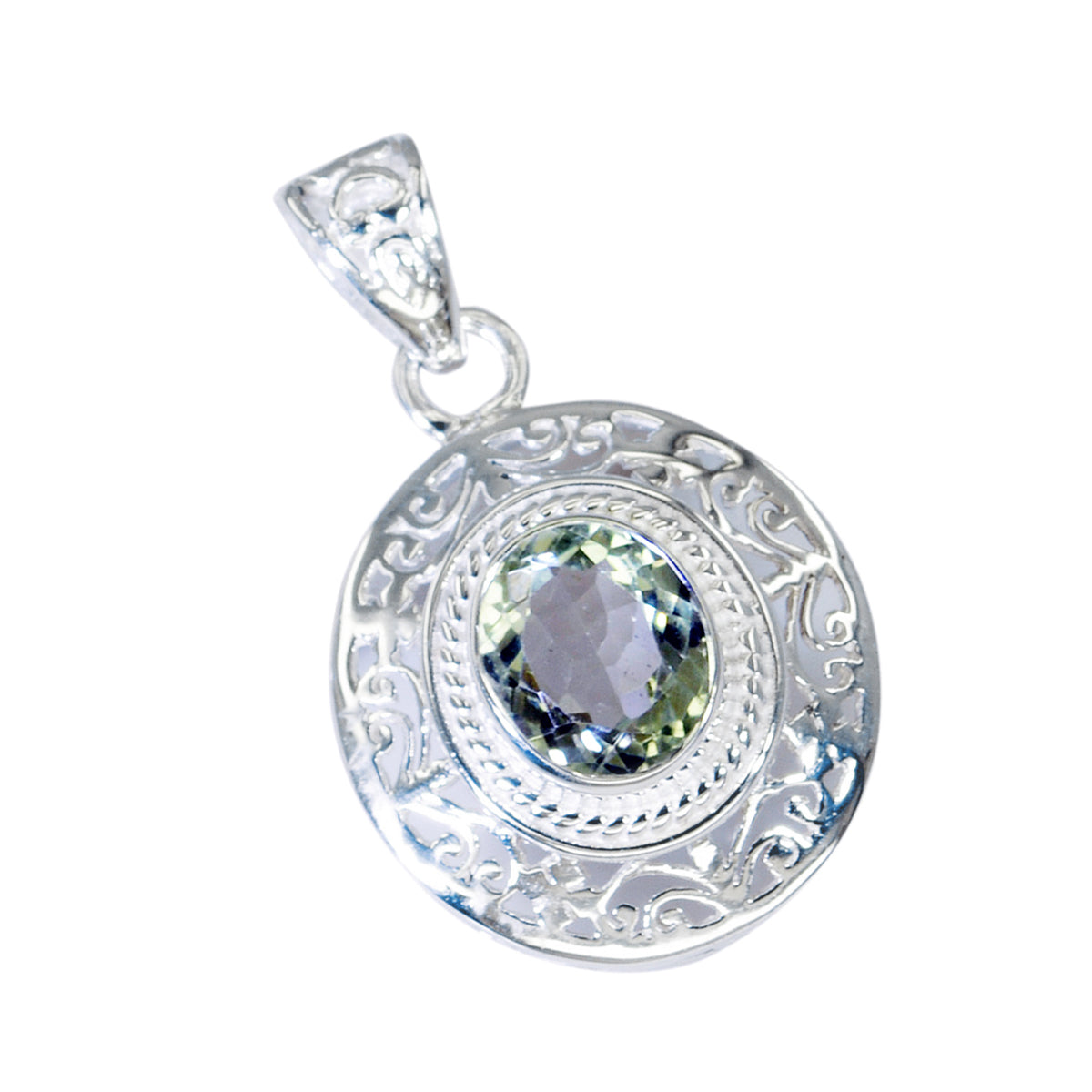 Green Amethyst Featherlight Spanish Silver Solitaire Sophia Vintage Green Pendant Jewelry
