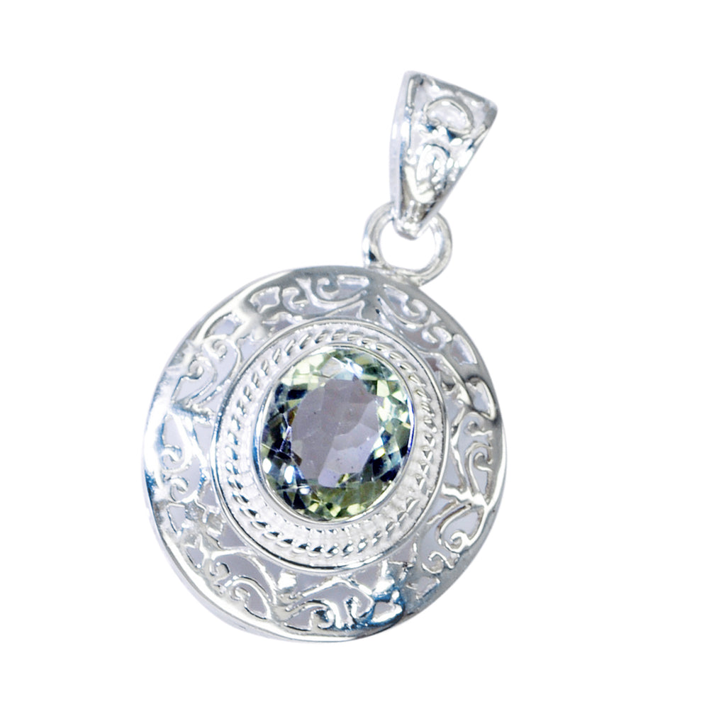 Green Amethyst Featherlight Spanish Silver Solitaire Sophia Vintage Green Pendant Jewelry