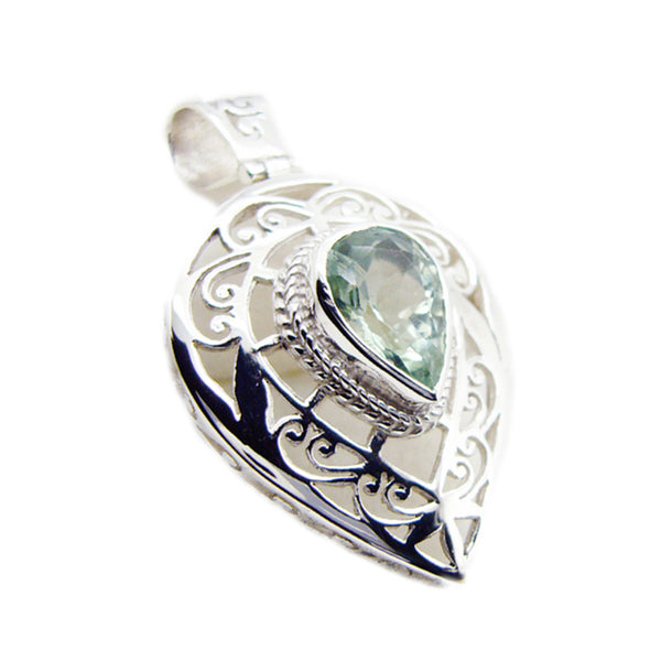 Green Amethyst Statement Italian 92.5 Silver Solitaire Ángeles Retro Green Pendant Jewellery