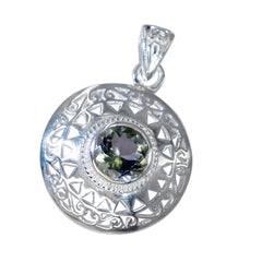 Green Amethyst Essential French Sterling Silver Solitaire Light Green Pendant