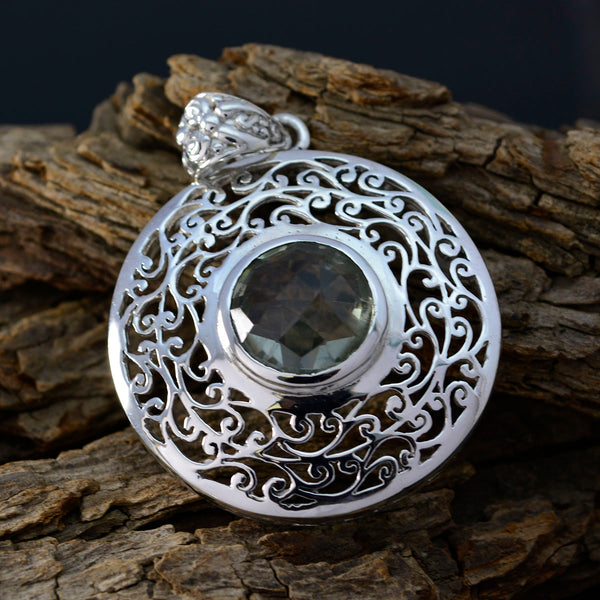グリーンアメジストステートメントスペインスターリングシルバーソリティアルシアビクトリアグリーンペンダントジュエリー