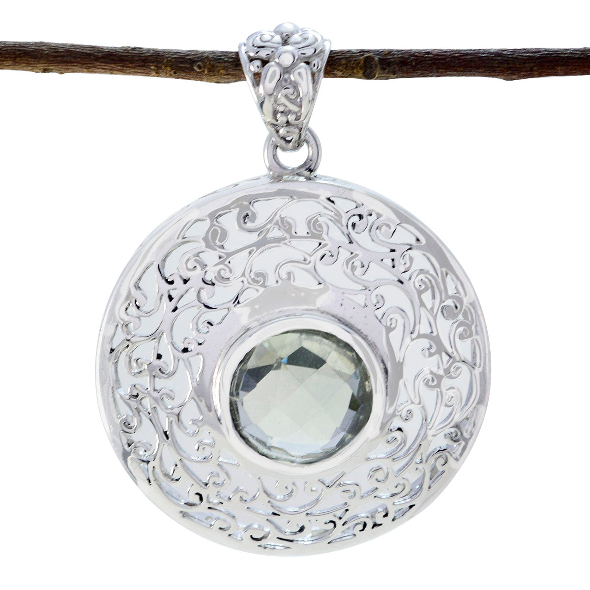 Green Amethyst Statement Spanish Sterling Silver Solitaire Lucia Victorian Green Pendant Jewellery