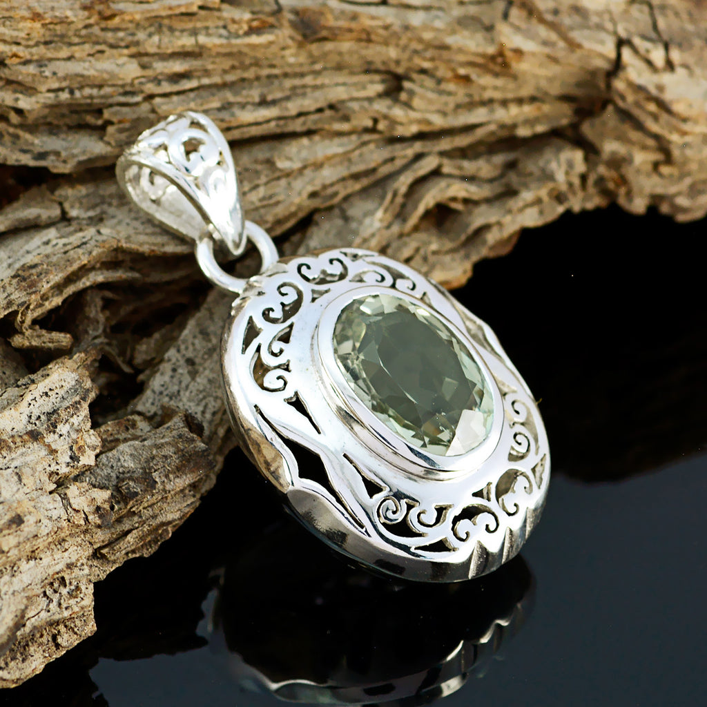 Green Amethyst Statement German Sterling Silver Solitaire Rosa Victorian Green Pendant Jewellery