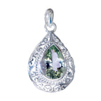 Green Amethyst Essential Italian 925 Silver Solitaire Light Green Pendant