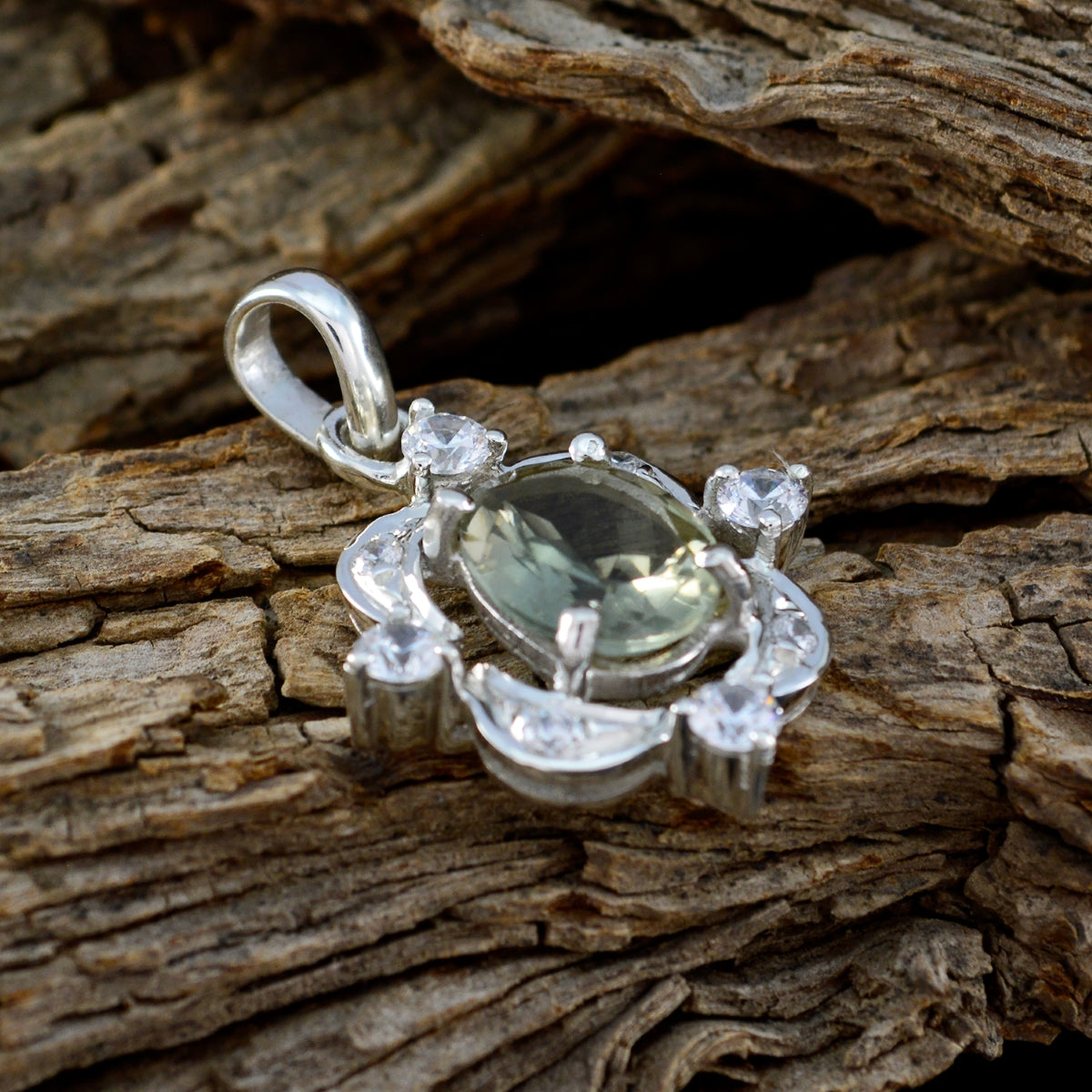 Green Amethyst Dainty Middle Eastern Sterling Silver multiple Agustina Romantic Green Pendant Jewellery