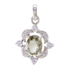 Green Amethyst Dainty Middle Eastern Sterling Silver multiple Light Green Pendant