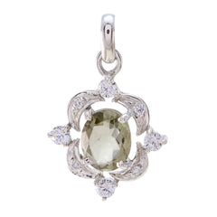 Green Amethyst Dainty Middle Eastern Sterling Silver multiple Light Green Pendant