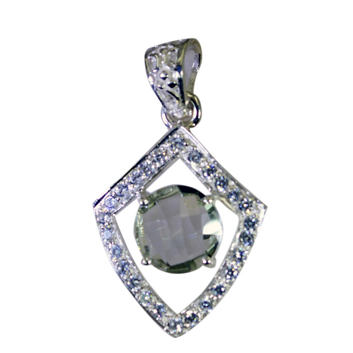 Green Amethyst Eye-catching Indian Silver multiple Light Green Pendant