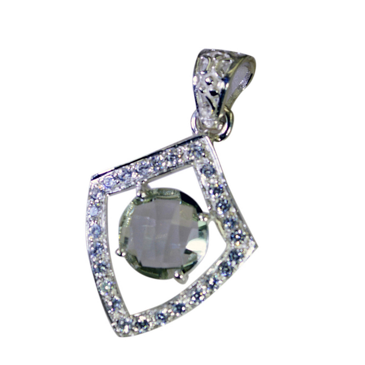 Green Amethyst Eye-catching Indian Silver multiple Nisa Modern Green Pendant Jewelry