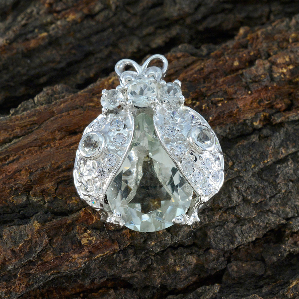 Gioielli con ciondolo a forma di cuore verde Olivia in argento 925 africano leggero e ametista verde Immagine secondaria del prodotto