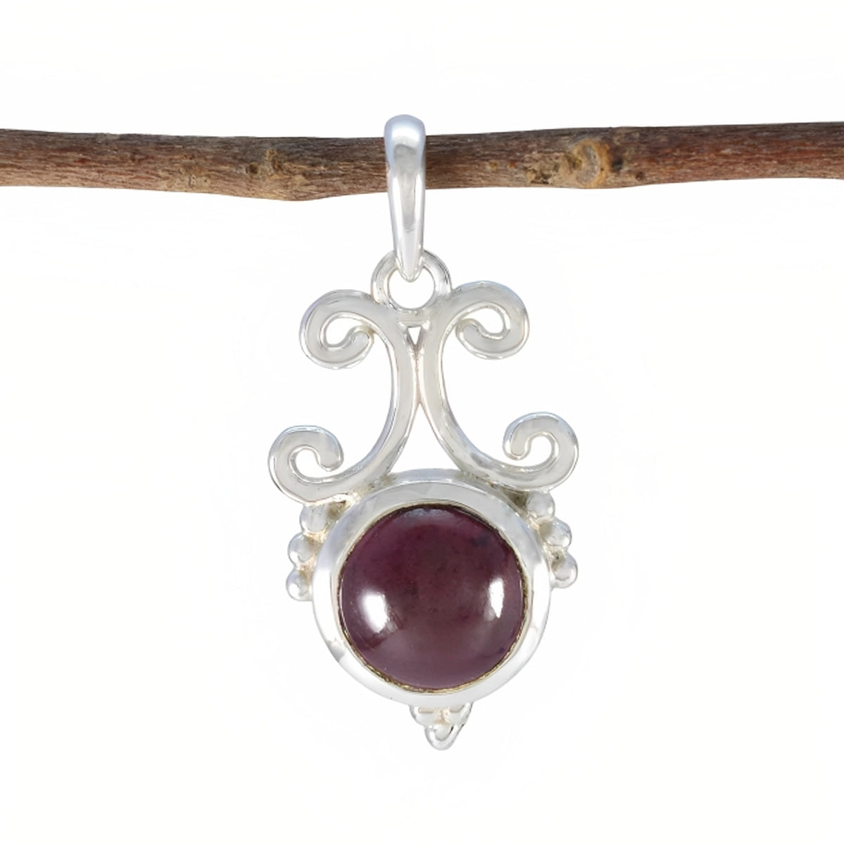 Garnet Dainty Spanish 92.5 Silver Solitaire Red Pendant メイン画像