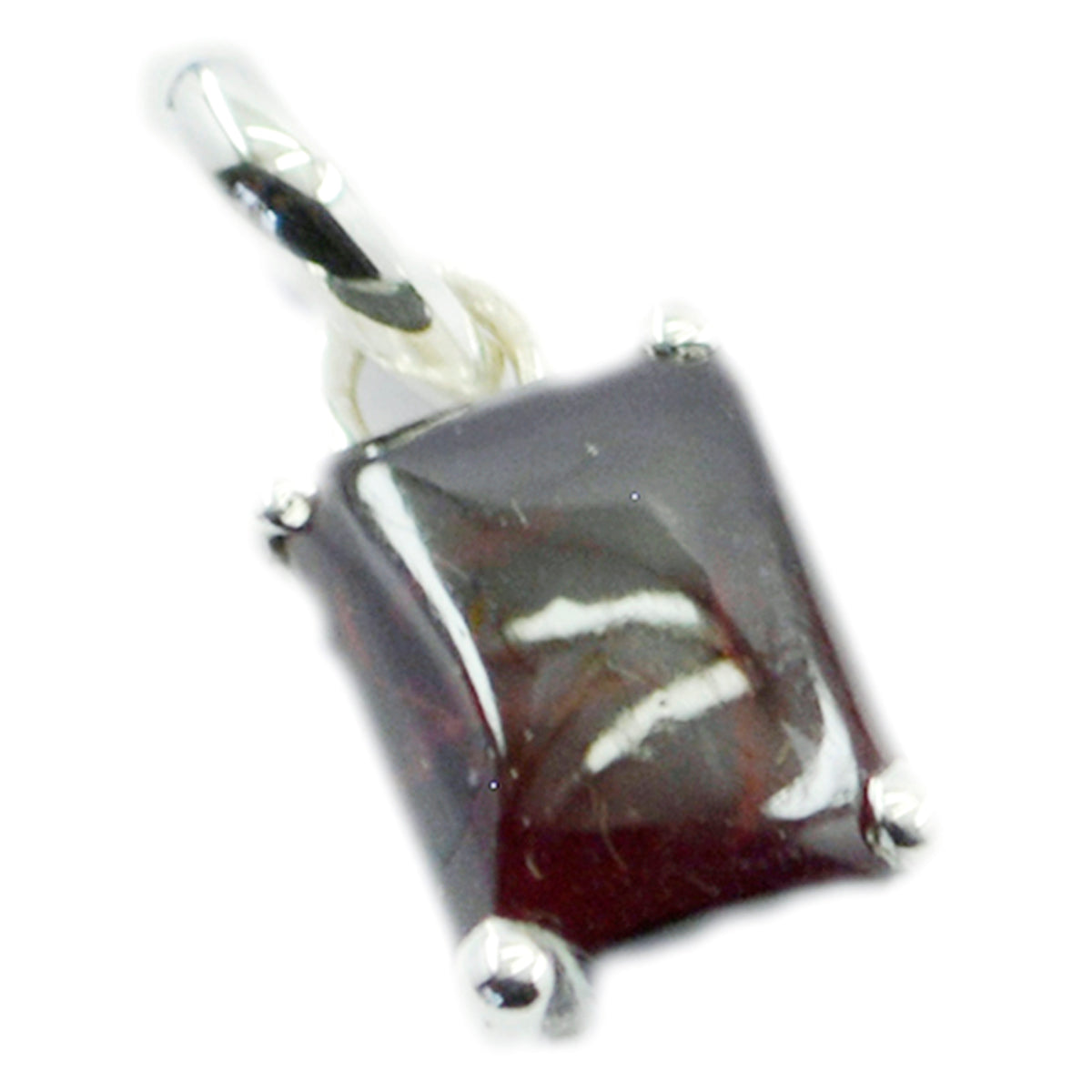 Pendentif solitaire Mila Cocktail rouge en argent sterling et grenat délicat Image principale du produit