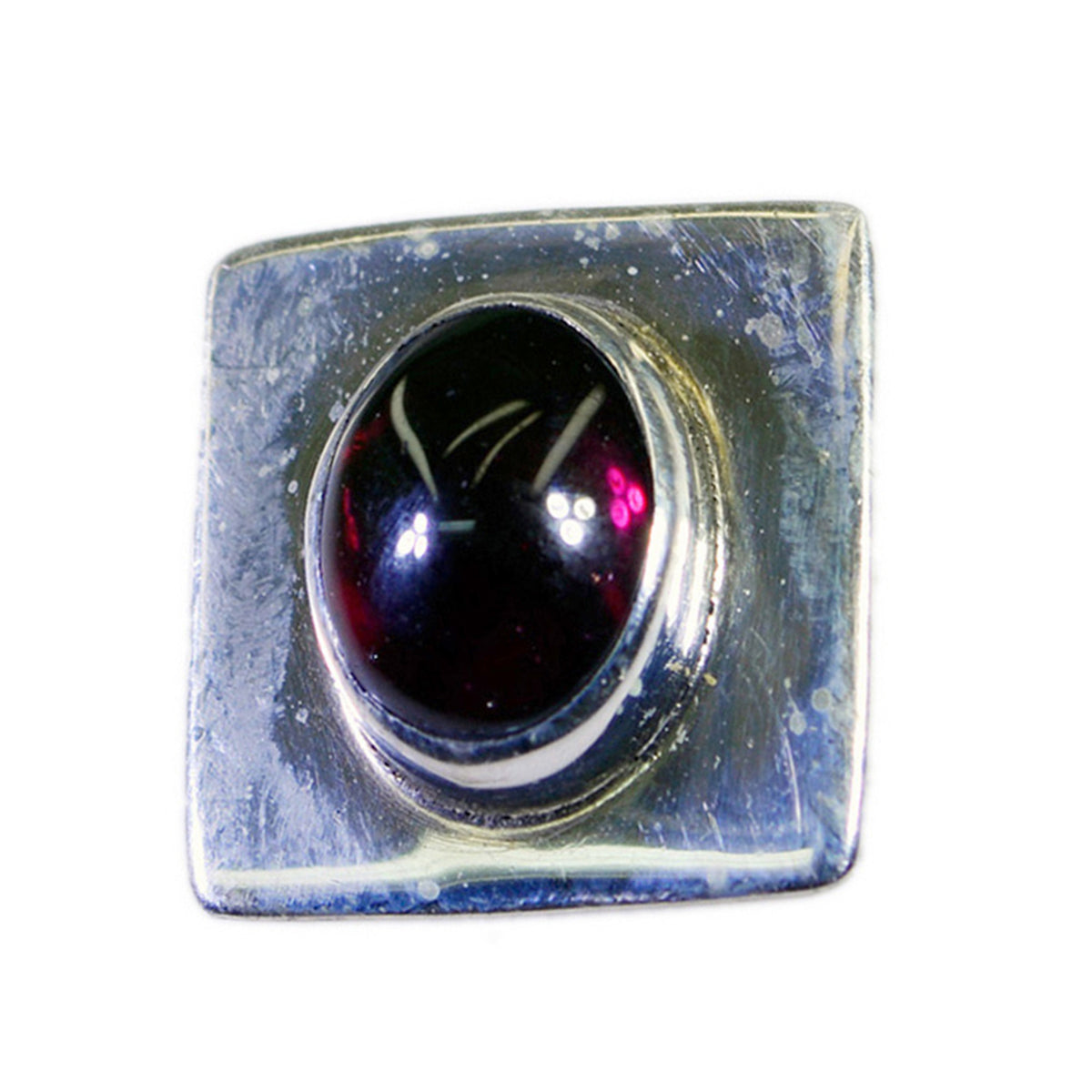 Garnet Dainty French Sterling Silver Solitaire Red Pendant Hoofdafbeelding