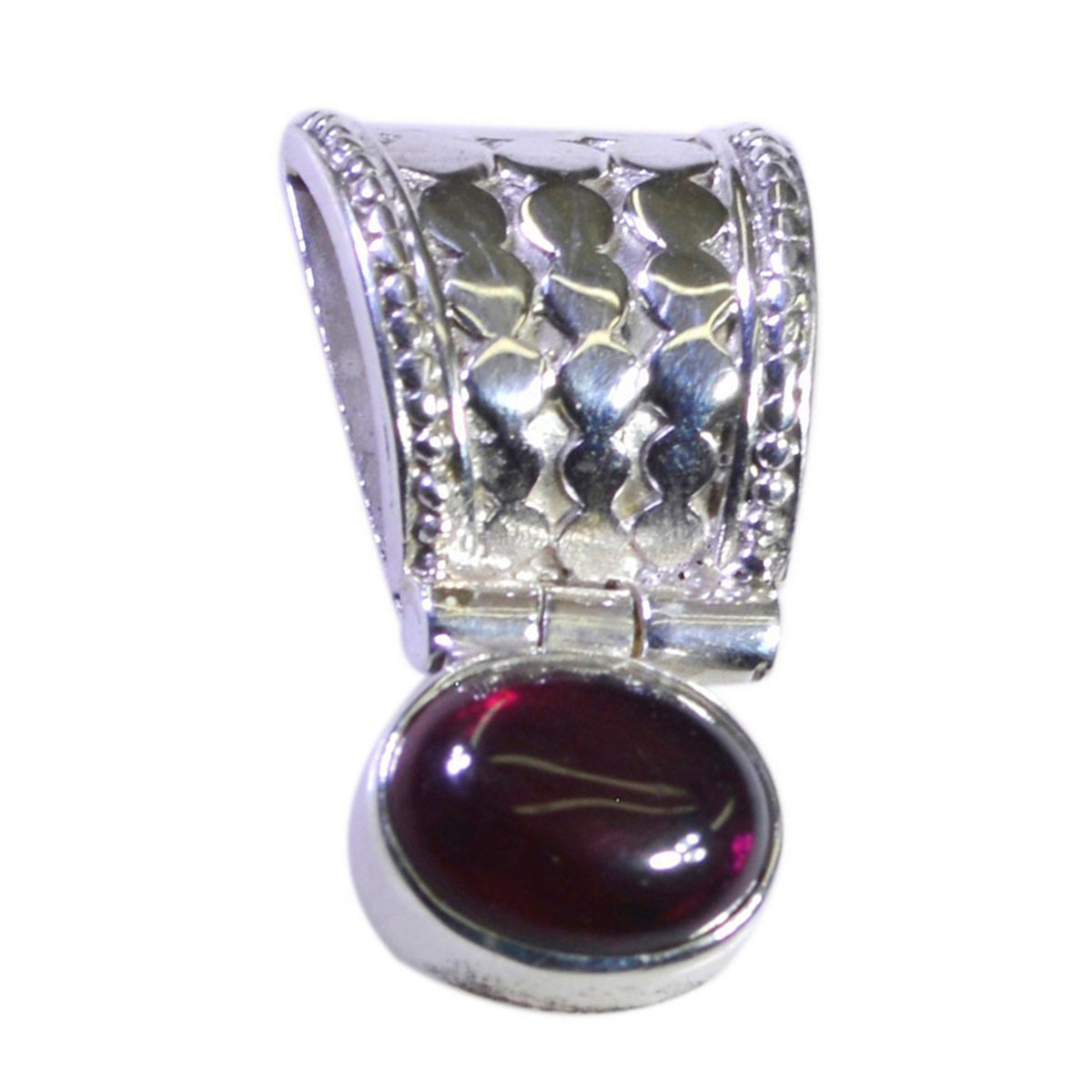 Garnet Whisper-thin Spanish Sterling Silver Solitaire Red Pendant Huvudsaklig produktbild