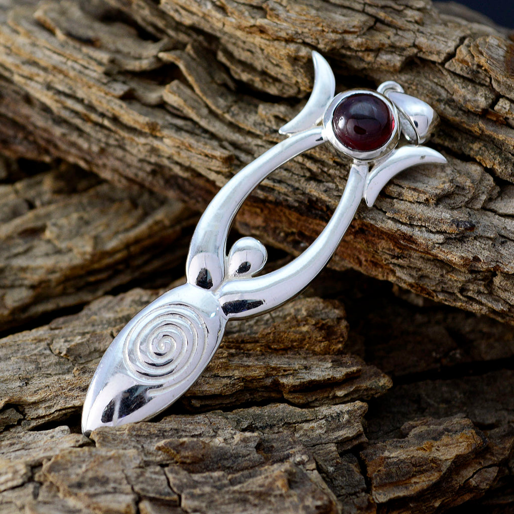 Garnet Featherlight German Sterling Silver Solitaire Eliza Contemporary Red Pendant Jewellery