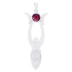 Garnet Featherlight German Sterling Silver Solitaire Red Pendant