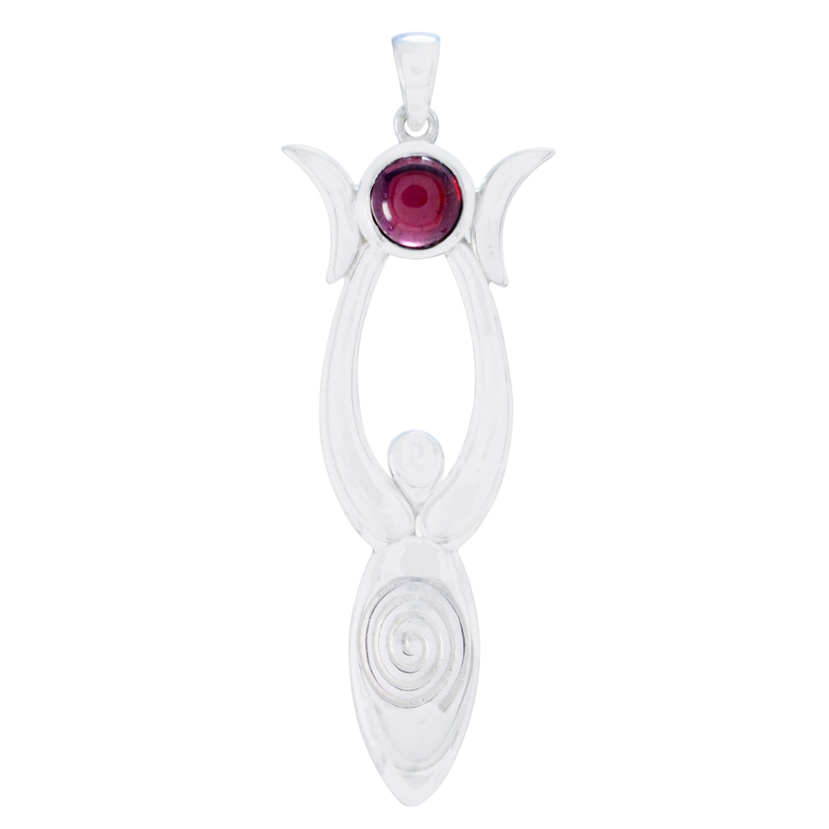 Garnet Featherlight German Sterling Silver Solitaire Red Pendant