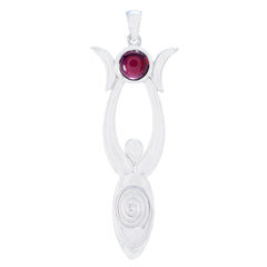 Garnet Featherlight German Sterling Silver Solitaire Red Pendant