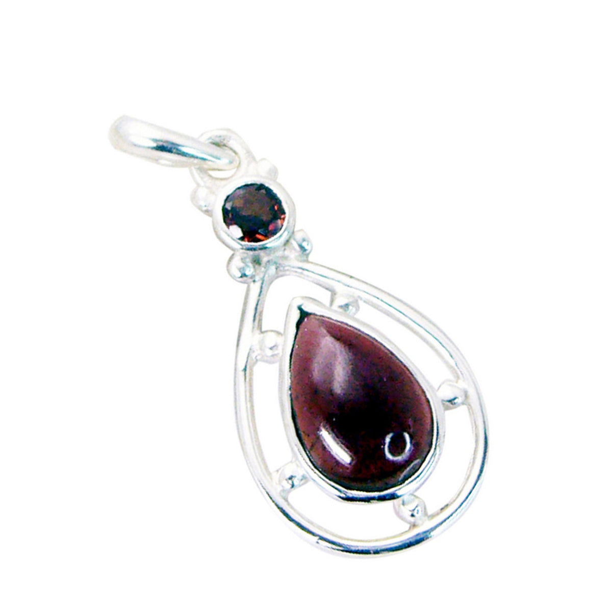 Pendentif en argent 925 avec grenat égyptien, petit bijou abstrait rouge, Toi et Moi Greta Image secondaire du produit