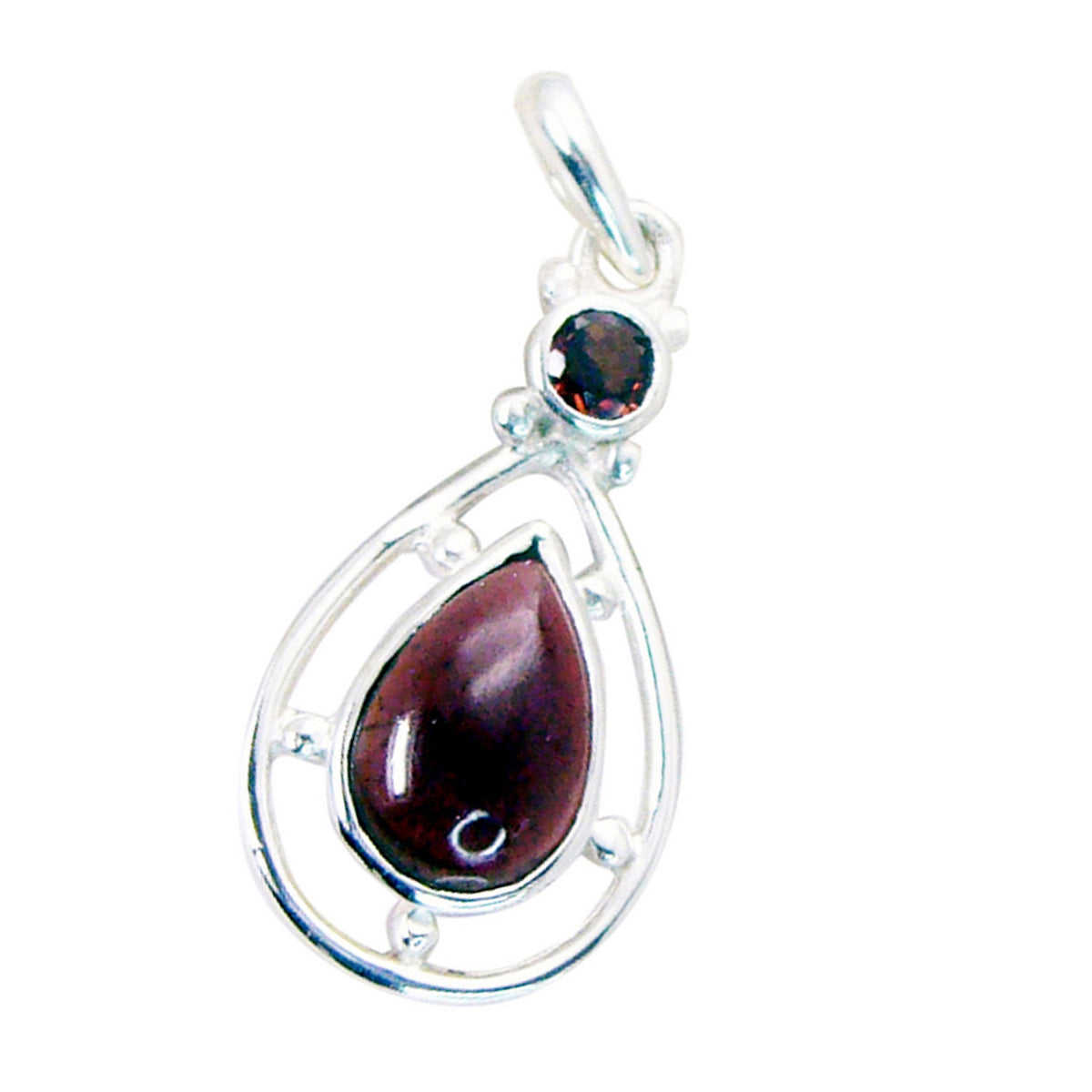 Garnet Tiny Egyptian 925 Silver Toi et Moi Greta Abstract Red Pendant Jewelry