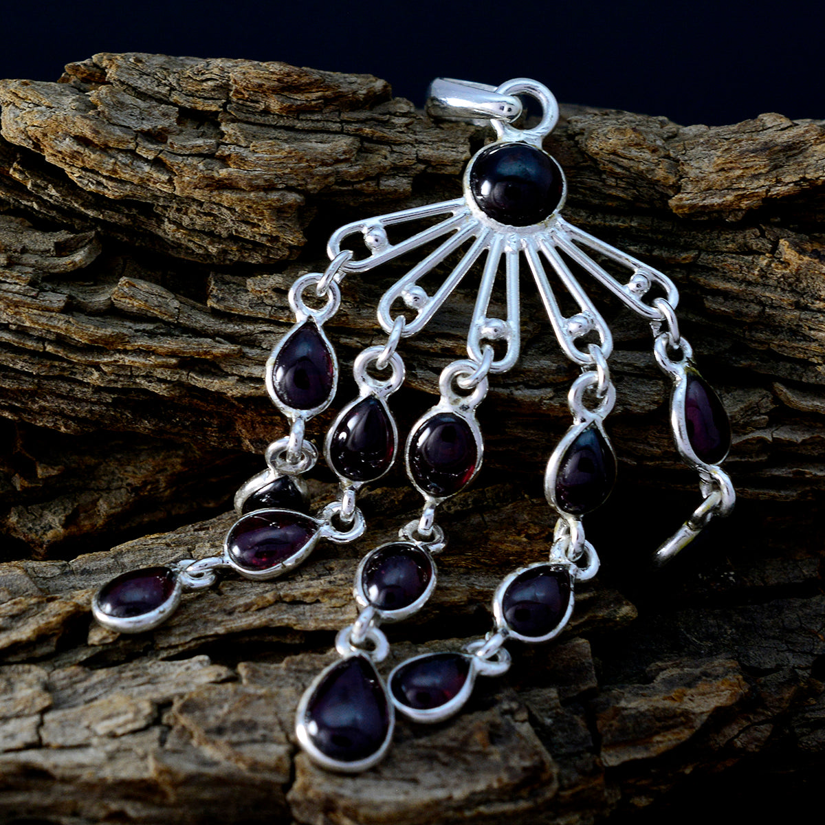 Garnet Mid-weight Egyptian Silver multiple Leah Cocktail Red Pendant Jewelry